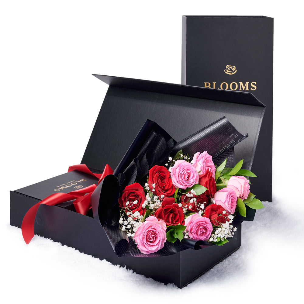 Valentine's Day 12 Stem Red Rose Bouquet With Designer Box