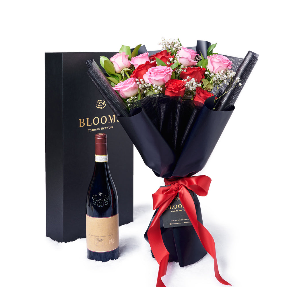 12 Red Roses Bouquet and Chocolate Box