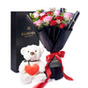 Valentine's Day 12 Stem Red & Pink Rose Bouquet With Box & Bear, New Jersey Same Day Flower Delivery, plush gifts, red and pink rose bouquet