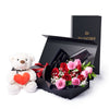 Valentine's Day 12 Stem Red & Pink Rose Bouquet With Box & Bear, New Jersey Same Day Flower Delivery, plush gifts, red and pink rose bouquet