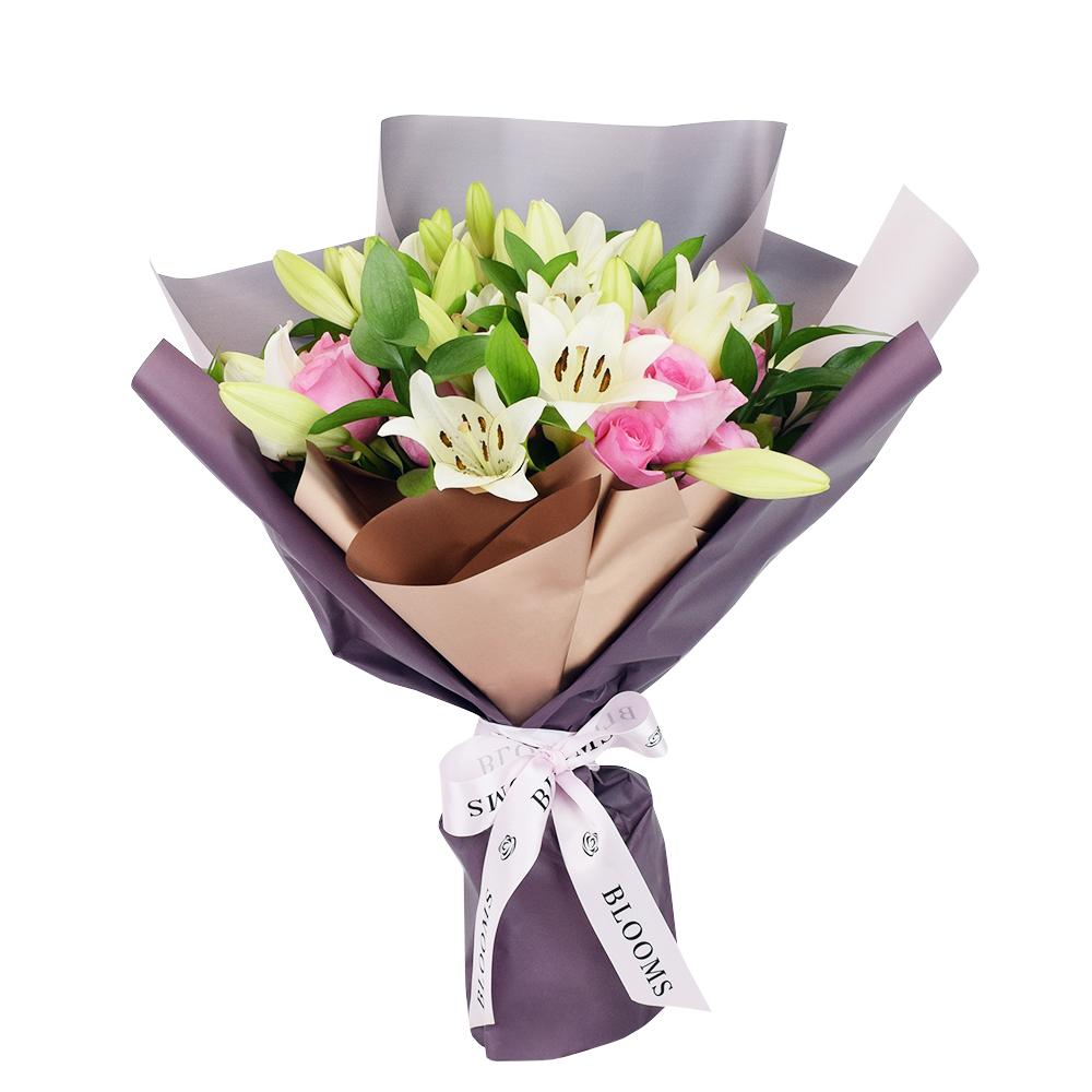 Kiss of Pink Rose & Lilies Bouquet - New Jersey Blooms - New Jersey Flower Delivery