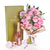Mother's Day Dozen Pink Rose Bouquet with Box, Champagne & Chocolate