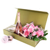 Mother's Day Dozen Pink Rose Bouquet with Box, Champagne & Chocolate - New Jersey Blooms - New Jersey Mother's Day Flower Delivery