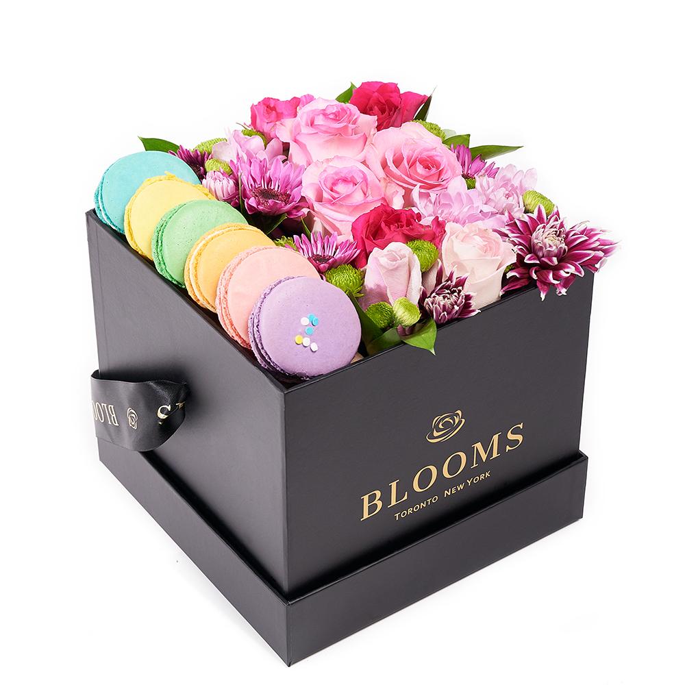 Complete Macaron & Flower Gift Box - New Jersey Blooms - New Jersey Mother's Day Gift Basket Delivery