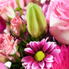 Mother's Day Select Floral Gift Box, all pink lilies, roses, tulips, alstroemeria, gerbera, and daisies presented in a black designer square hat box, Mixed Floral Gifts from Blooms New Jersey - Same Day New Jersey Delivery.