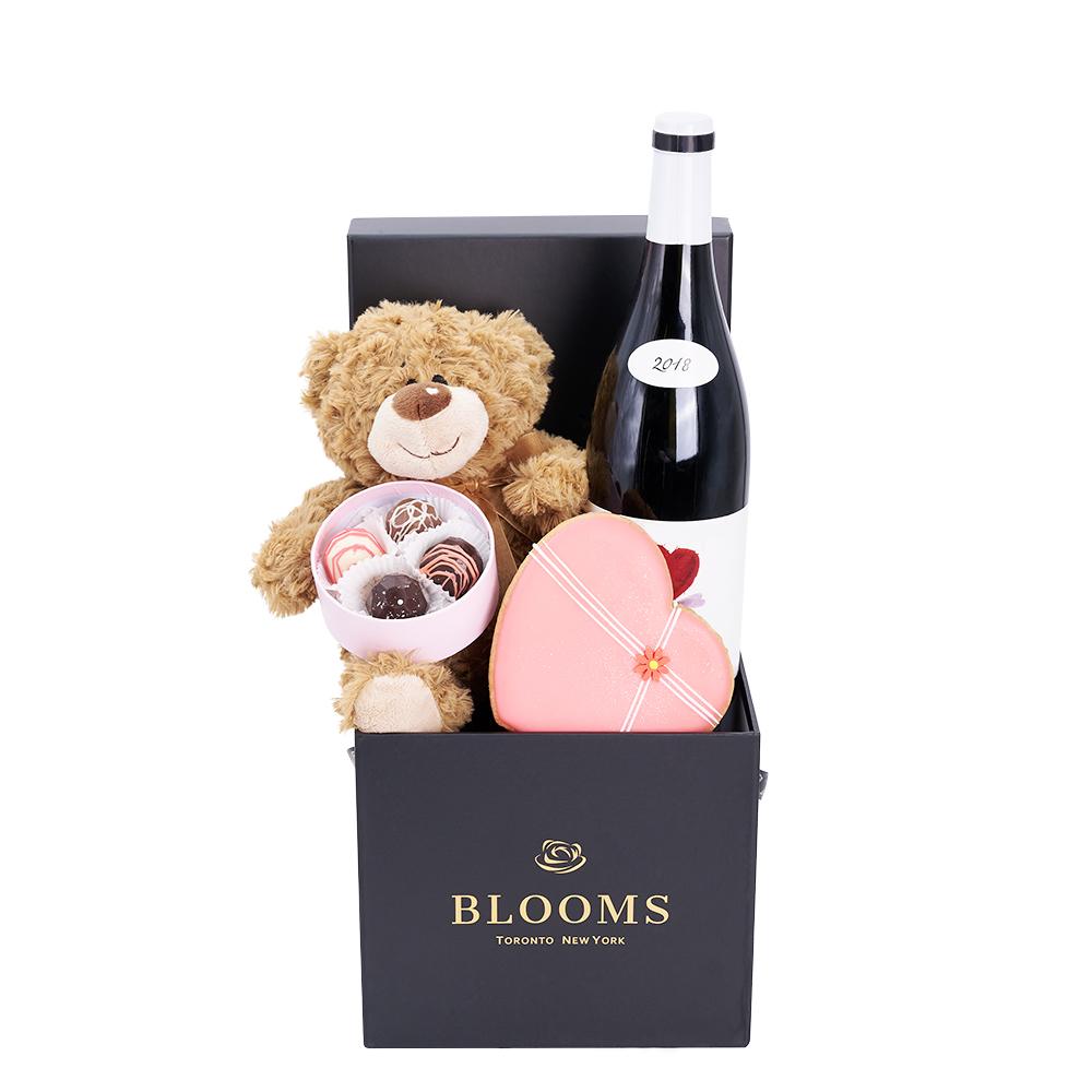 Mother's Day Wine &amp; Teddy Gift Box - New Jersey Blooms - New Jersey Mother's Day Gift Basket Delivery