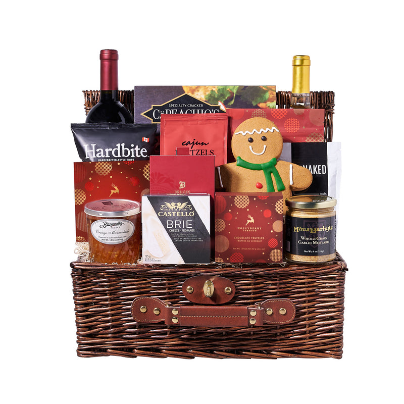 Let It Snow Wine Duo Gift Basket, wine gift, wine, gourmet gift, gourmet, christmas wine gift, christmas wine, charcuterie gift, charcuterie, snack gift, snack