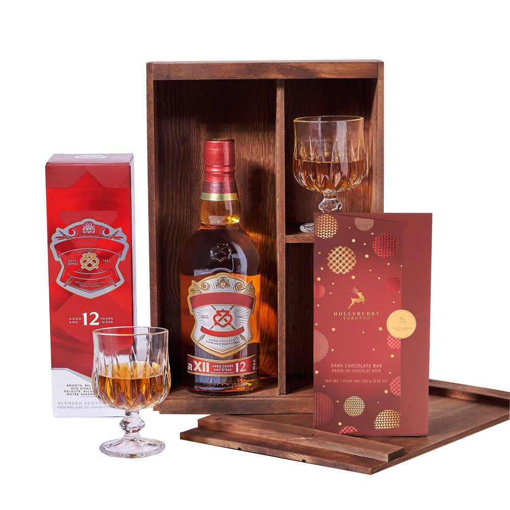 Christmas Spirits &amp; Chocolate Crate, liquor gift basket, liquor gift, liquor, holiday gift basket, holiday gift, holiday, christmas gift basket, christmas gift, christmas