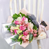 Pastel Dreams 12 Stem Mixed Rose Mother's Day Edition, roses, lilies, alstroemeria, and mini carnations in a floral wrap and tied with designer ribbon, Mixed Floral Gifts from Blooms New Jersey - Same Day New Jersey Delivery.