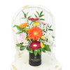 Pops of Cheer Mixed Floral Centerpiece, selection of multi-colored gerberas, daisies, salal, ruscus, and baby's breath gathered in a round black hat box, Mixed Floral Gifts from Blooms New Jersey - Same Day New Jersey Delivery.
