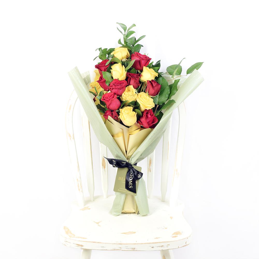 Red and yellow rose bouquet. Raspberry Ripple Mixed Rose Bouquet. New Jersey Blooms. New Jersey Flower Delivery