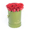 Red Rose & Spring Green Gift Box, gorgeous selection of red roses gathered together in a Blooms tall green hat box, Flower Gifts from Blooms New Jersey - Same Day New Jersey Delivery.
