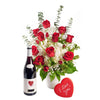 Rose & Hydrangea Vase with Wine - New Jersey Blooms - New Jersey Flower Delivery
