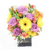 Summer Dreams Mixed Arrangement, multi-hued blooms and stems, including daisies, roses, alstroemeria, mini carnations, gerbera, spider mums, and baby’s breath arranged in a stylish square black hat box, Mixed Floral Gifts from Blooms New Jersey - Same Day New Jersey Delivery.
