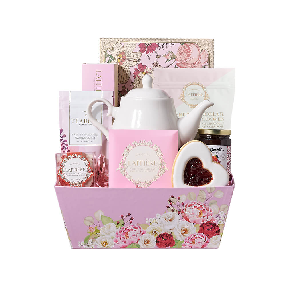 Sweet Treats & Tea Gift Tray, tea gift, tea, gourmet gift, gourmet, tea pot gift, tea pot, cookie gift, cookie, chocolate gift, chocolate