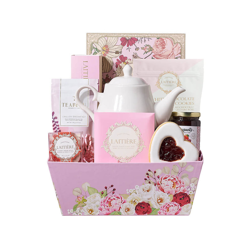 Sweet Treats & Tea Gift Tray, tea gift, tea, gourmet gift, gourmet, tea pot gift, tea pot, cookie gift, cookie, chocolate gift, chocolate