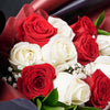 Valentine’s Day Dozen Red & White Rose Bouquet With Box & Chocolate, Valentine's Day gifts, New Jersey Same Day Flower Delivery