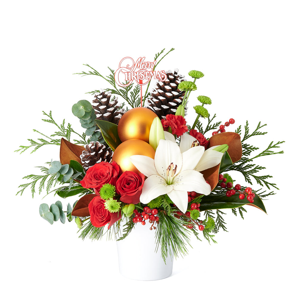 Joyous Christmas Floral Arrangement – Floral Arrangement – NJ delivery -  Blooms New Jersey